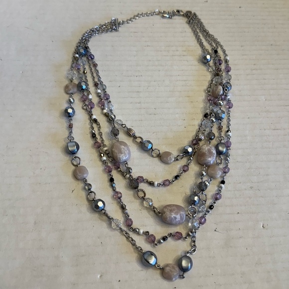 5-Strand Genuine Jade Gemstone Beaded Lia Sophia "Sugar Plum" Statement Necklace - Picture 11 of 16